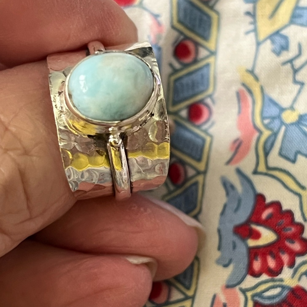 Larimar Hammered Ring - image 3